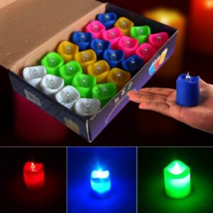 Creative LED Candle Multi-color Lamp With Battery Simulation Color Flame Tea Light